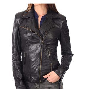 Women's Lambskin Leather Bomber Biker Jacket